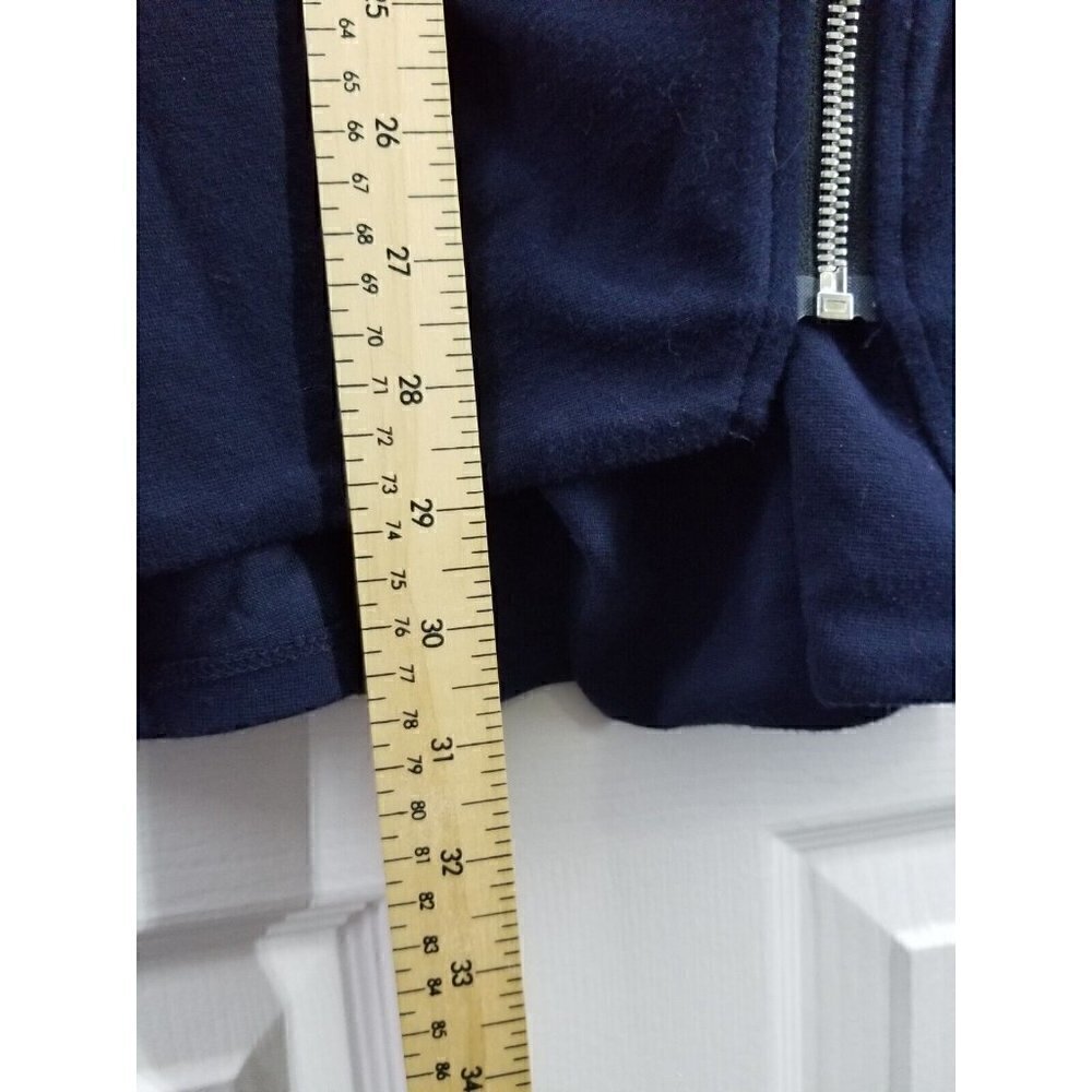 Fifteen Twenty Navy Side Zip Sweater Jacket Lambs Leather Arm Size Small - Picture 7 of 8